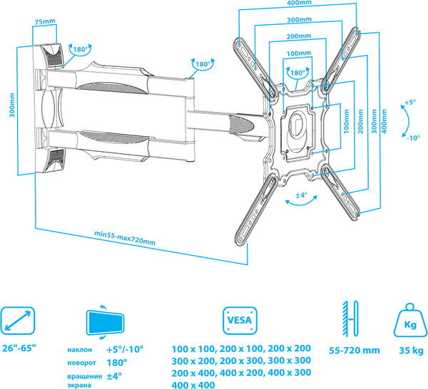 Кронштейн для телевизора Tuarex Alta-402