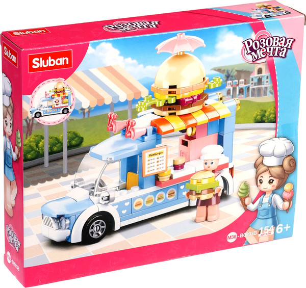 Конструктор Sluban Розовая Мечта Фудтрак с бургерами M38-B0993B / 10890986 - фото