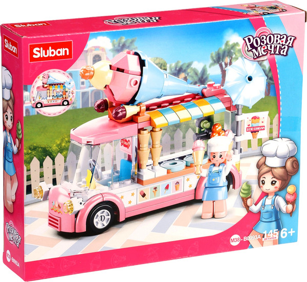 Конструктор Sluban Розовая Мечта Фургончик с мороженым M38-B0993A / 10890985 - фото
