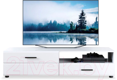 Тумба Империал Йорк 1д1ящ ЛВ (белый жемчуг/белый глянец) - фото