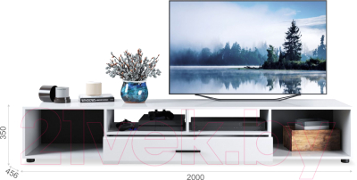 Тумба Империал Йорк ТВ 2д1ящ (белый жемчуг/белый глянец)