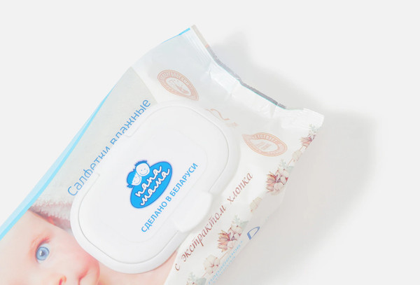 Влажные салфетки детские Папа Мама С экстрактом хлопка