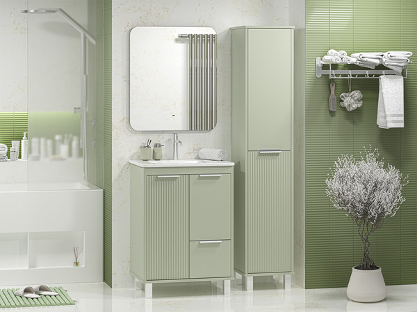 Шкаф-пенал для ванной Brevita Risacca Pistachio 35 / RIS-05035-084П - фото