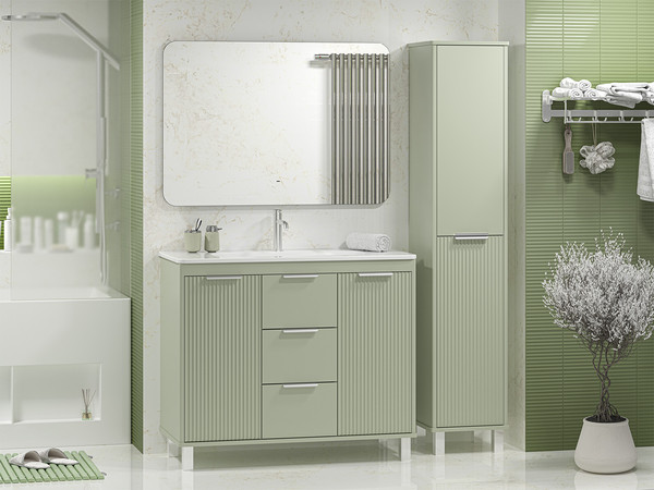 Шкаф-пенал для ванной Brevita Risacca Pistachio 35 / RIS-05035-084П