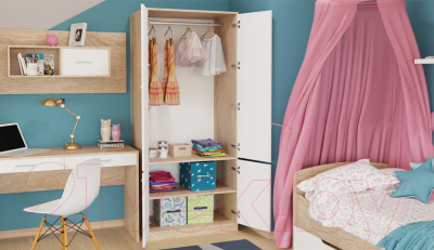 Полка Империал Стелс 1д (дуб сонома/белый)