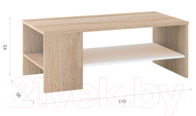 Журнальный столик Империал Стелс 110 (дуб сонома/белый)