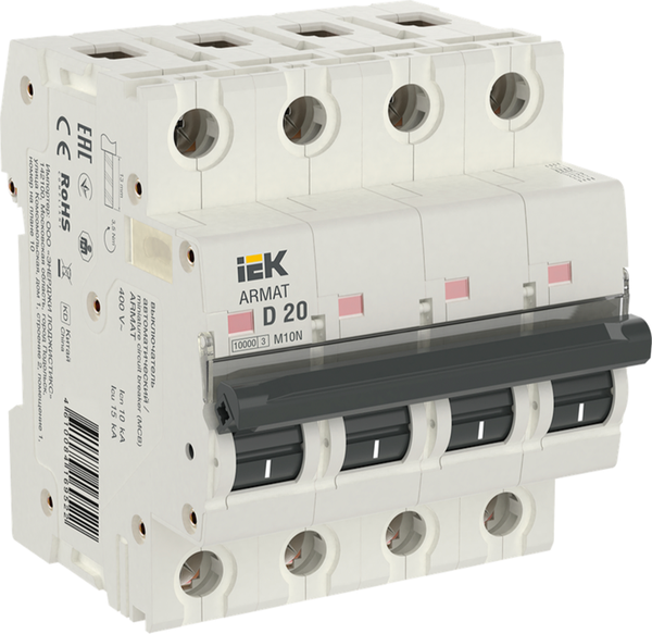 Выключатель автоматический IEK AR-M10N-4-D020 - фото