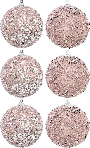 Набор шаров новогодних Elan Gallery Розовый с серебром / 970161 - фото