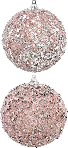 Набор шаров новогодних Elan Gallery Розовый с серебром / 970161