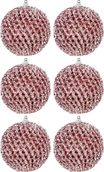 Набор шаров новогодних Elan Gallery Розовый с блестками / 970163 - фото