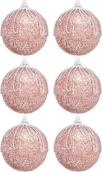 Набор шаров новогодних Elan Gallery Розовый с серебром / 970164 - фото
