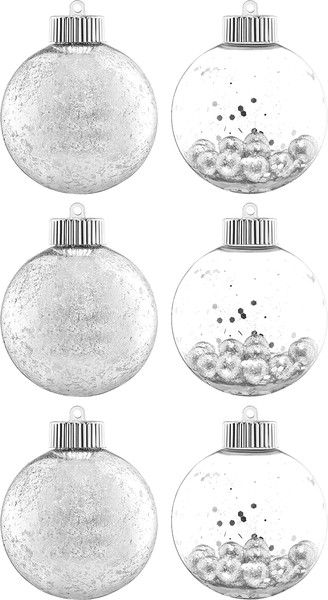 Набор шаров новогодних Elan Gallery Серебро прозрачные с наполнением / 970165 - фото