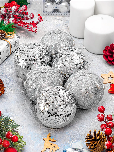Набор шаров новогодних Elan Gallery Серебро с белым / 970168
