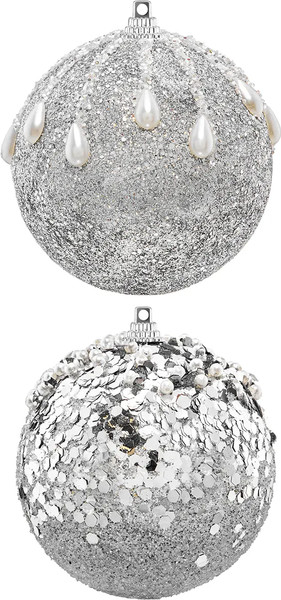 Набор шаров новогодних Elan Gallery Серебро с белым / 970168