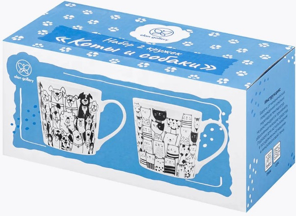 Набор кружек Elan Gallery Коты и собаки / 230276