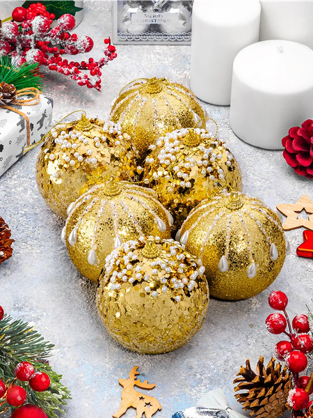 Набор шаров новогодних Elan Gallery Золото с белым / 970148