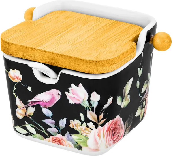 Емкость для хранения Elan Gallery Певчие птички на черном / 730822 - фото