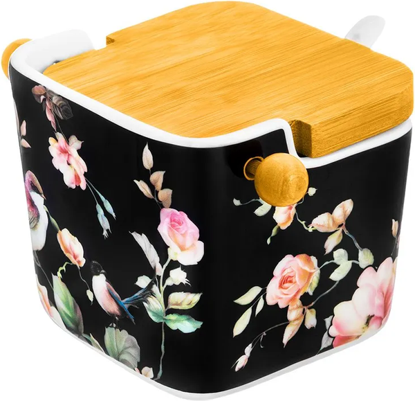 Емкость для хранения Elan Gallery Певчие птички на черном / 730822