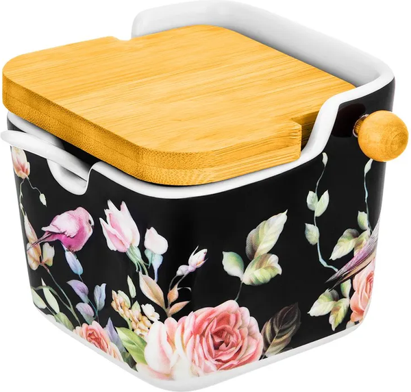 Емкость для хранения Elan Gallery Певчие птички на черном / 730822