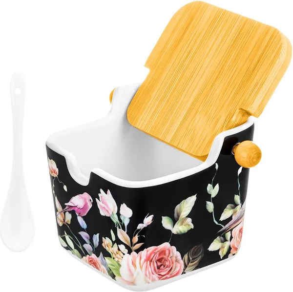 Емкость для хранения Elan Gallery Певчие птички на черном / 730822