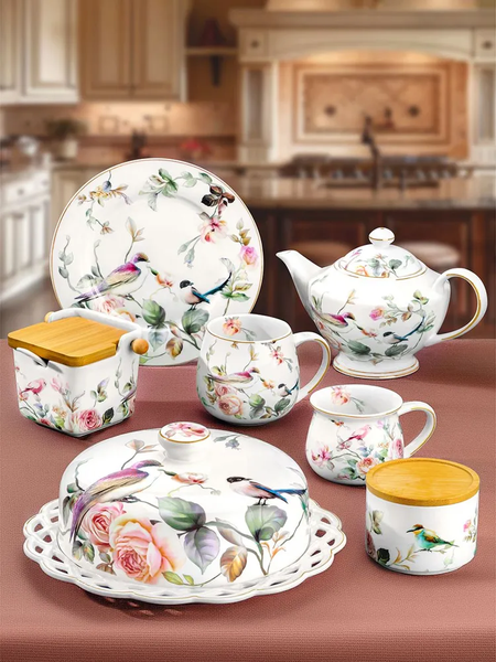 Емкость для хранения Elan Gallery Певчие птички на черном / 730822