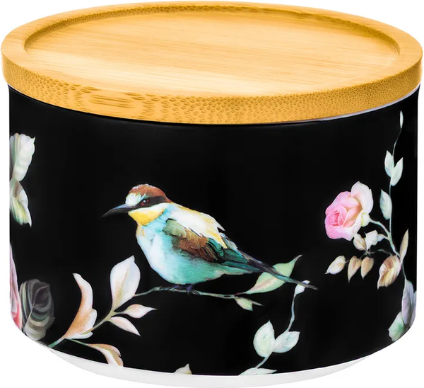 Емкость для хранения Elan Gallery Певчие птички на черном / 730839 - фото