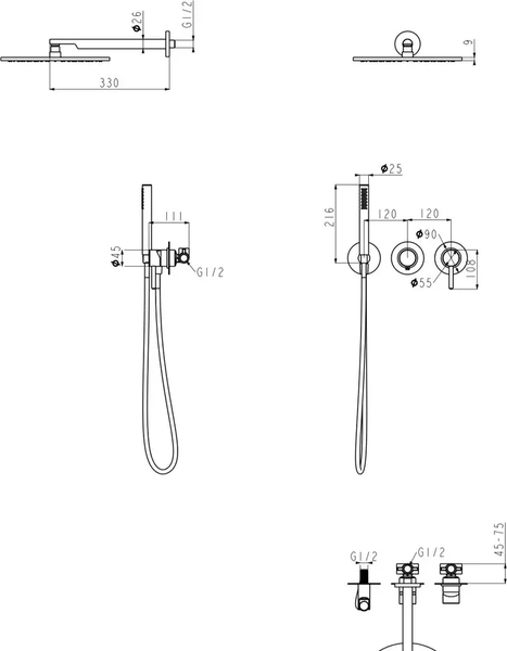 Душевая система со смесителем Grocenberg GB5090CR