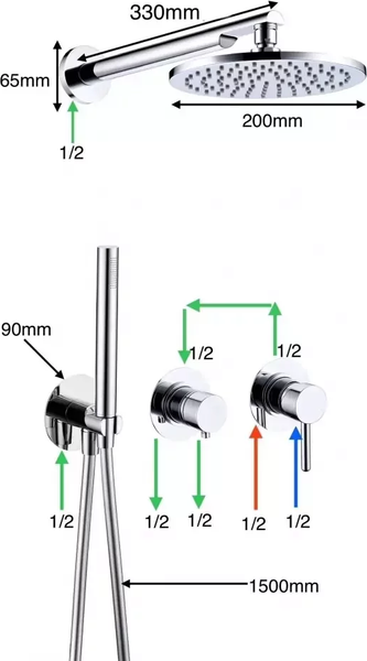 Душевая система со смесителем Grocenberg GB5090CR