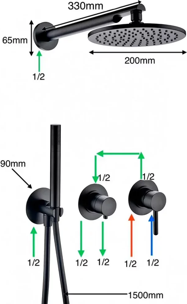 Душевая система со смесителем Grocenberg GB5090BL