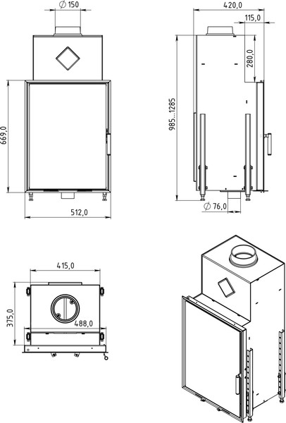 Каминная топка Мета-бел ТКТ 9.0-01 (в модификации Тахо)