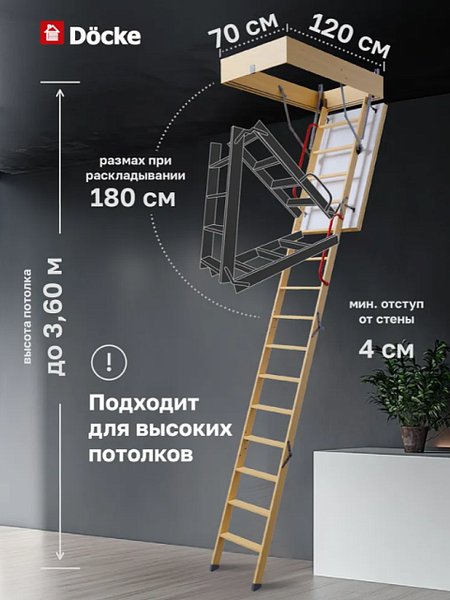 Чердачная лестница Docke Premium Termo Long 70х120х363 / ZASA-1099