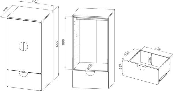 Шкаф Mebelain Пикси 120 Полка и выдвижной ящик