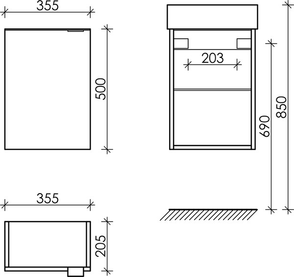 Тумба с умывальником Sancos Mini / MN35ECHL + CN5007