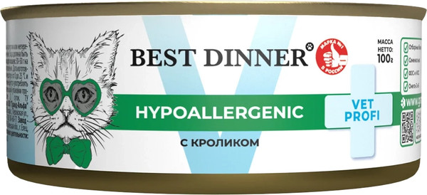 Влажный ветеринарный корм для кошек Best Dinner Vet Profi Hypoallergenic С кроликом - фото