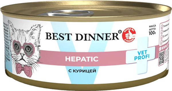 Влажный ветеринарный корм для кошек Best Dinner Vet Profi Hepatic С курицей - фото