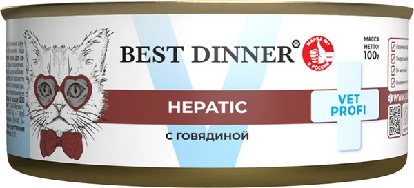 Влажный ветеринарный корм для кошек Best Dinner Vet Profi Hepatic С говядиной - фото