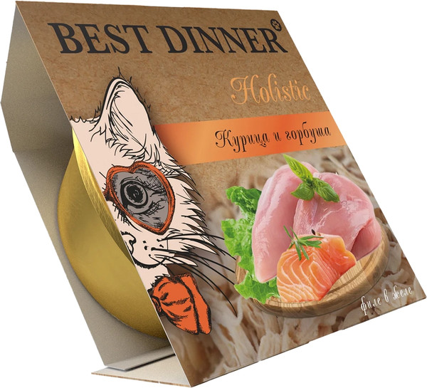 Влажный корм для кошек Best Dinner Holistic Мясные волокна в желе Курица и горбуша - фото