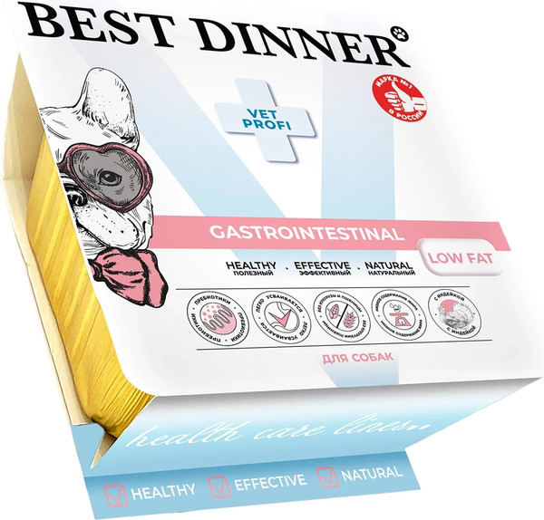 Влажный ветеринарный корм для собак Best Dinner Vet Profi Gastrointestinal Low Fat Паштет с индейкой - фото