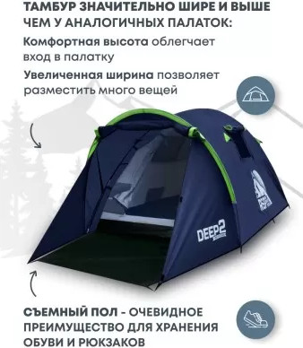 Палатка RSP Outdoor Deep 2 / T-DE-2-B (синий)