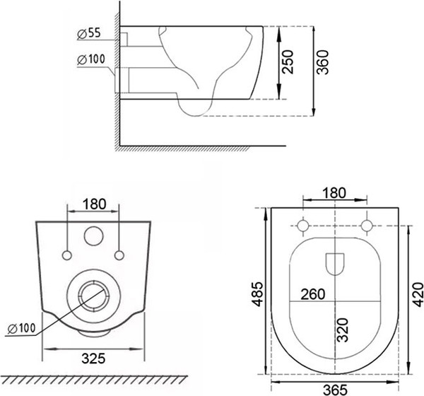 Унитаз подвесной Roxen Royal Matt Rimless Soft Close NC 530200-01