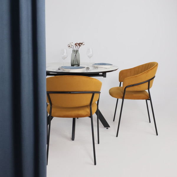 Обеденный стол LEPREMO AV 1107 HPL+МДФ раздвижной D1000-1350x750 