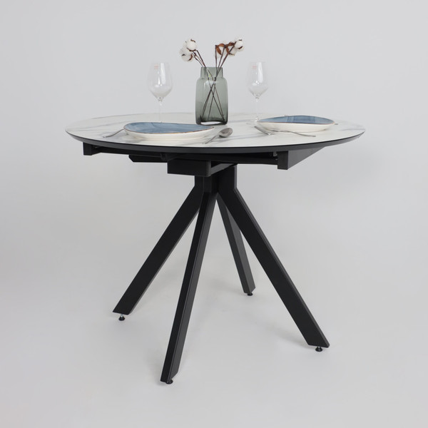 Обеденный стол LEPREMO AV 1107 HPL+МДФ раздвижной D1000-1350x750 