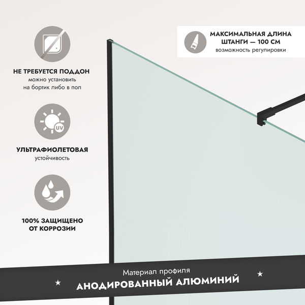 Душевая стенка Benetto BEN-602 BLC 70х200