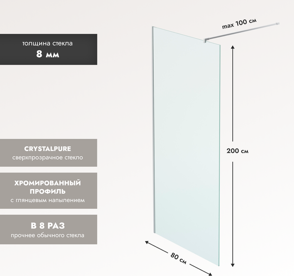 Душевая стенка Benetto BEN-602 SLC 80х200