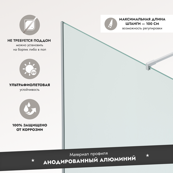 Душевая стенка Benetto BEN-602 SLC 80х200