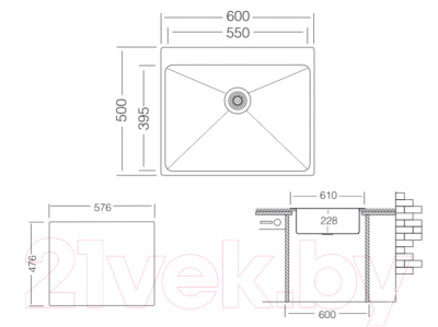 Мойка кухонная ZORG ZRE 6050