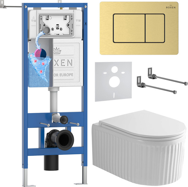 Унитаз подвесной с инсталляцией Roxen StounFix Dual Fresh 968299 - фото