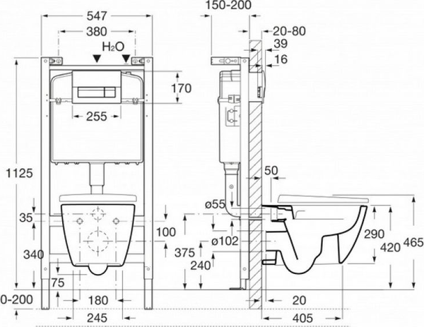 Унитаз подвесной с инсталляцией Roca ONA ZRU9310392