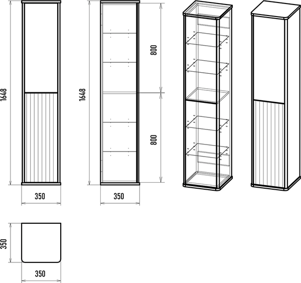 Шкаф-пенал для ванной Brevita Risacca Crema 35 / RIS-05035-034П