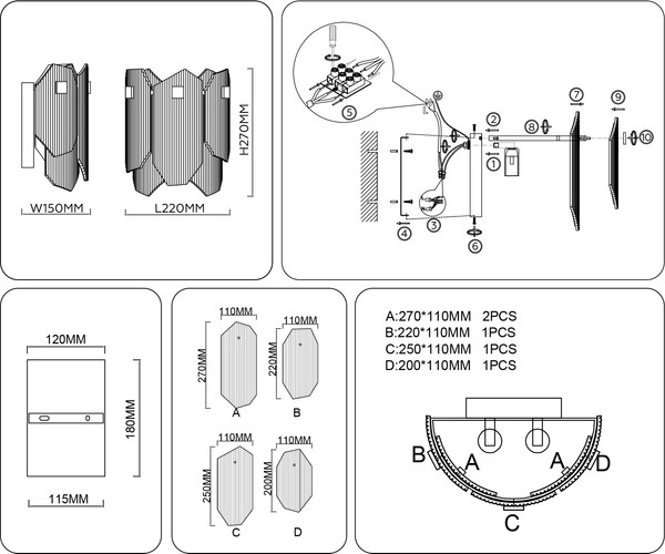 Бра Ambrella LH31257/2 BS/CL